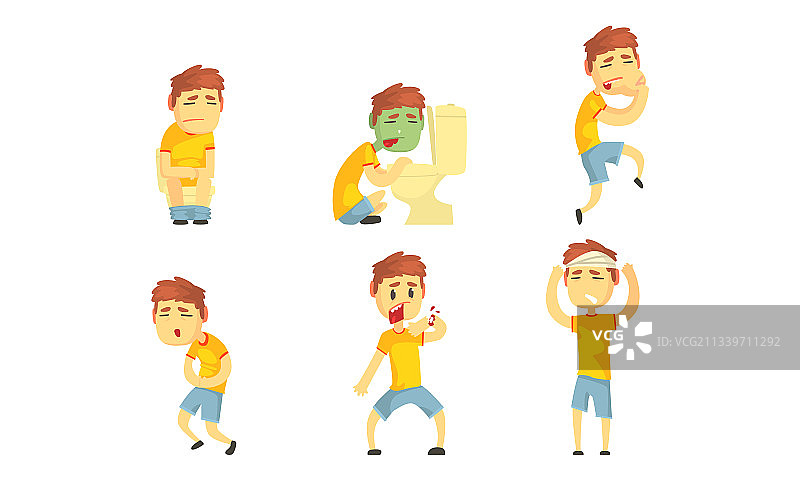 感觉不适的生病儿童图片素材