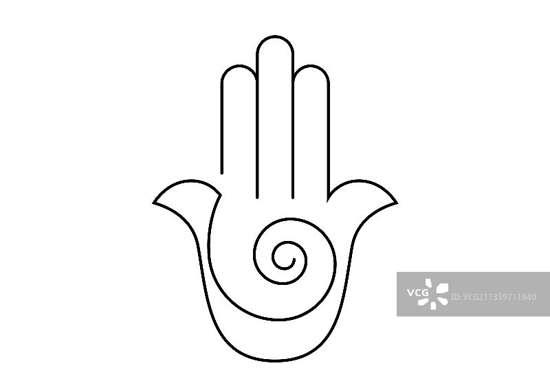 哈姆萨手形螺旋图标线条艺术宗教标志图片素材