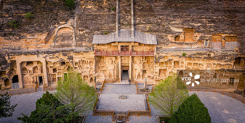 甘肃庆阳北石窟寺航拍图片素材