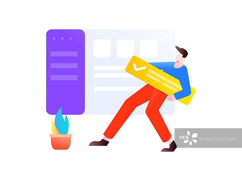 工作中的人物协作扁平矢量概念运营插画图片素材