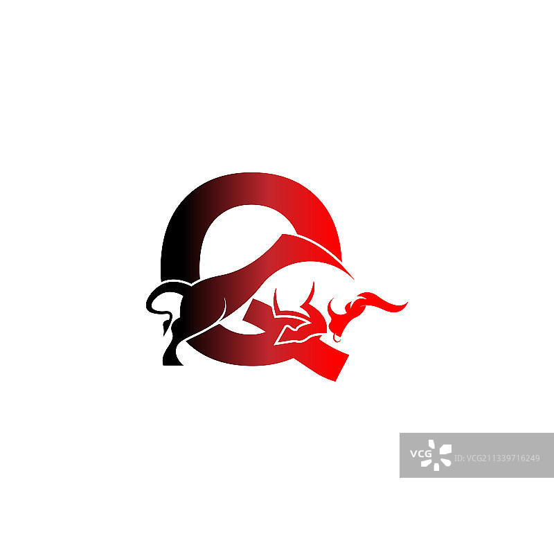 字母和公牛图案混合标志图片素材