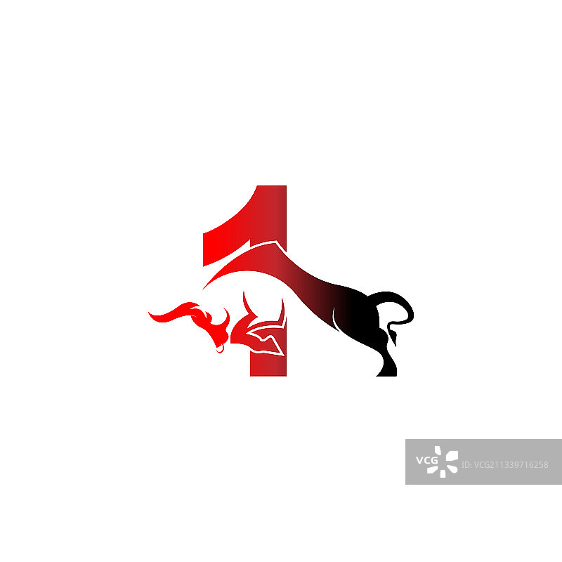 字母和公牛图案混合标志图片素材