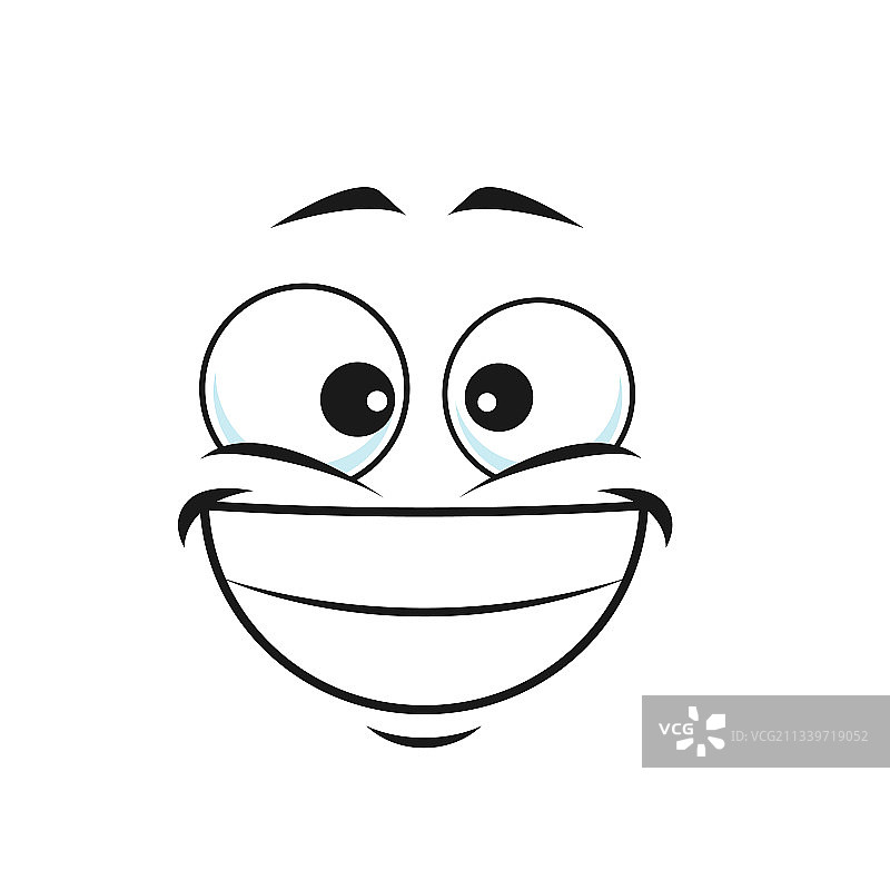 带有大牙齿笑容的微笑表情符号孤立图标图片素材