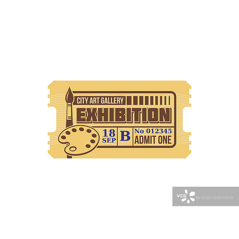 城市美术馆展览复古门票图片素材