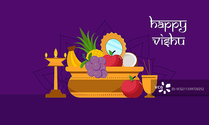 快乐的Vishu扁平风格设计图片素材