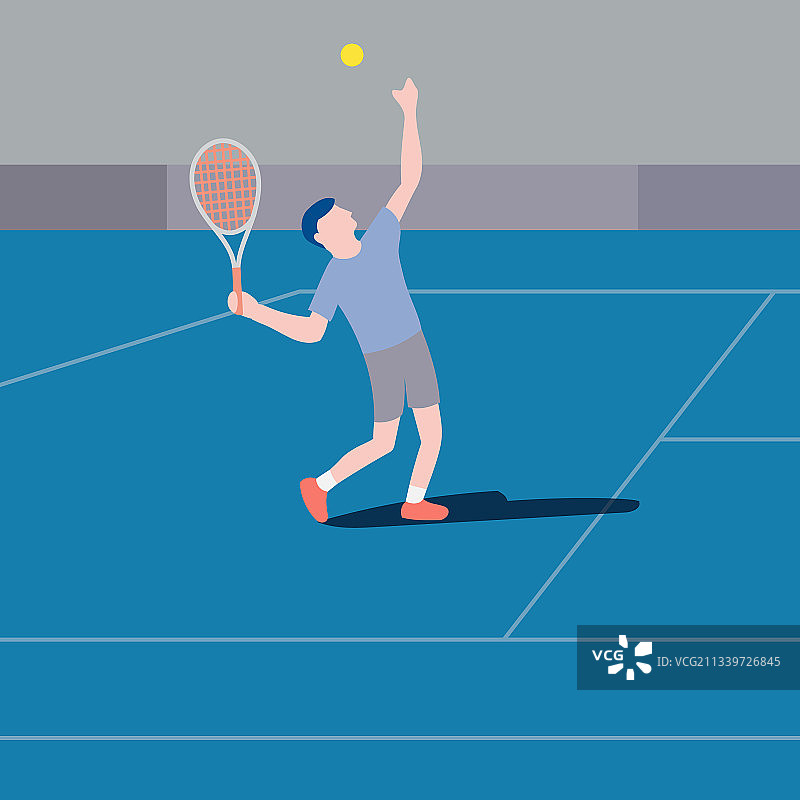 扁平风格网球运动员发球图片素材