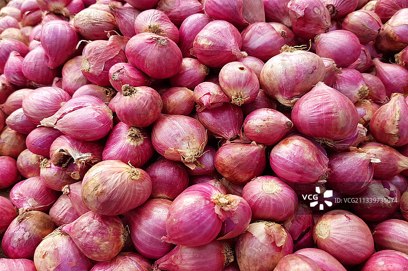 印度尼西亚玛琅市场上出售的洋葱完整画面图片素材