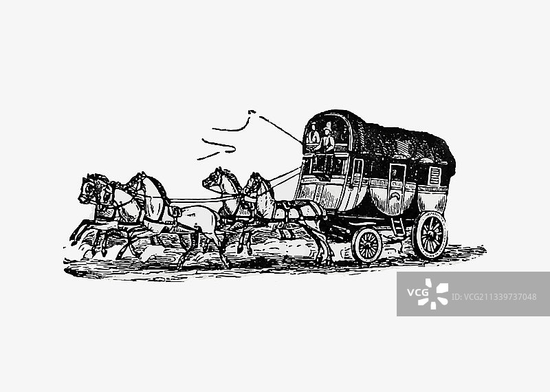 复古马车绘画图片素材