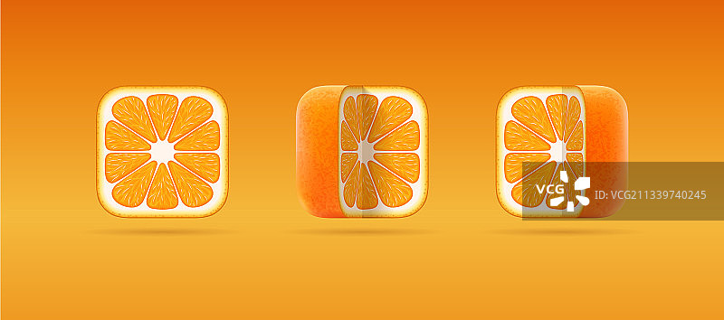 方形切割的橙子图标素材图片素材