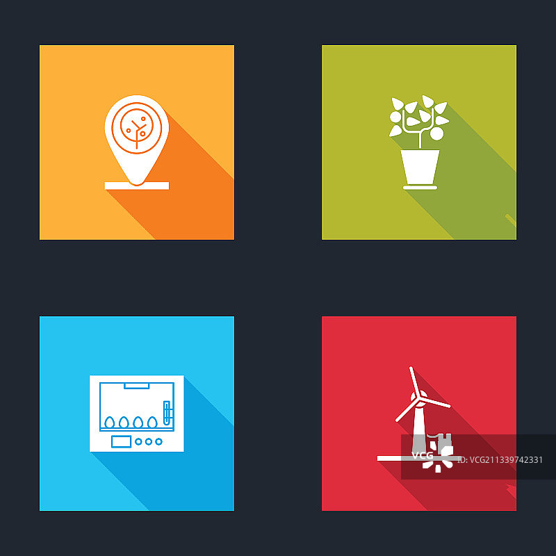 定位、盆栽和植物培养箱图标图片素材