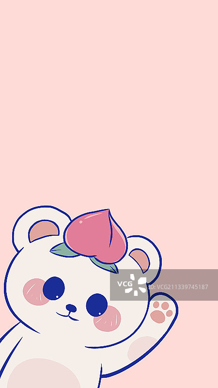 原创IP吉祥物桃气熊手机壁纸图片素材