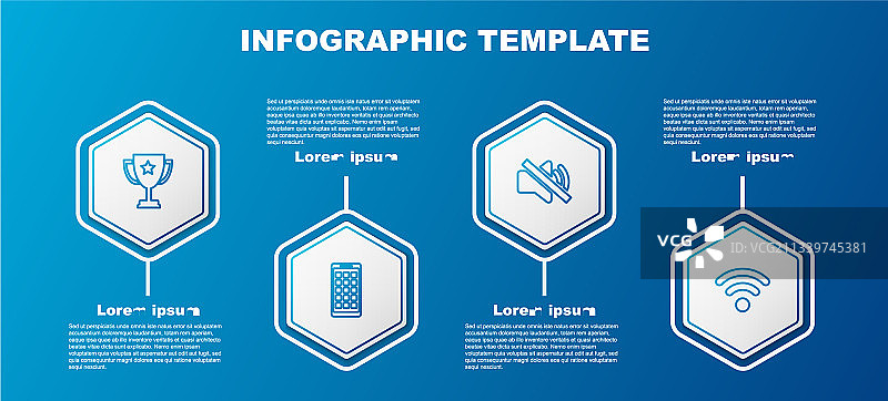 奖杯手机应用静音喇叭线条组合图片素材