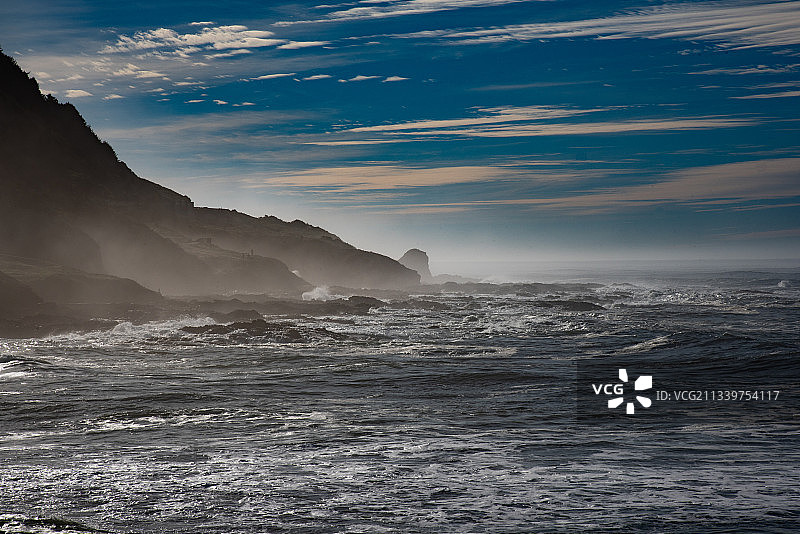 日落时大海对天空的景色图片素材
