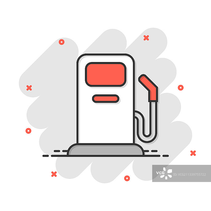 卡通风格加油站中的燃油泵图标图片素材