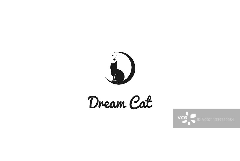 复古新月与猫咪剪影背景图片素材