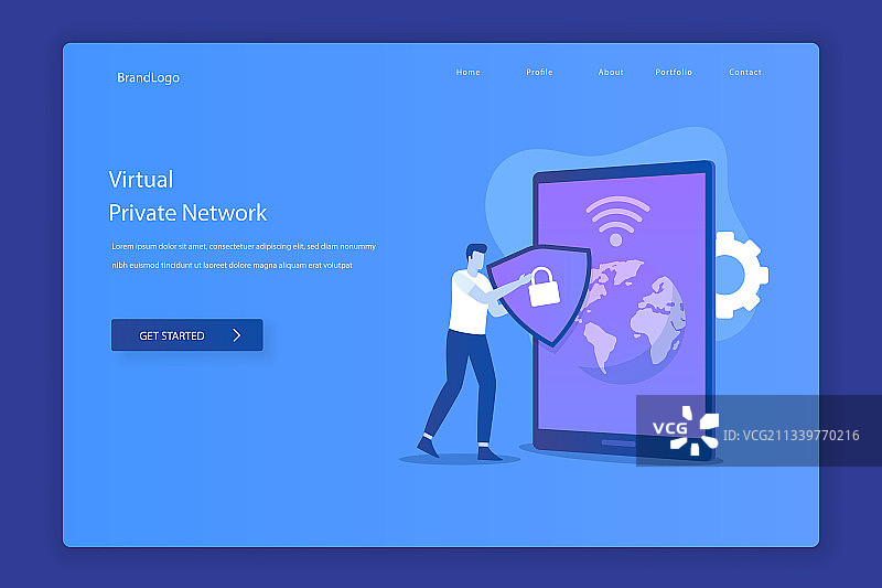 VPN登录页面概念图片素材
