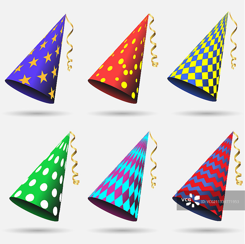 白色背景上的生日派对帽合集图片素材