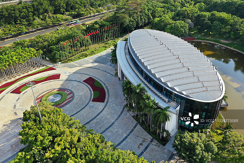 广东省深圳市福田区深圳国际园林花卉博览园航拍图片素材