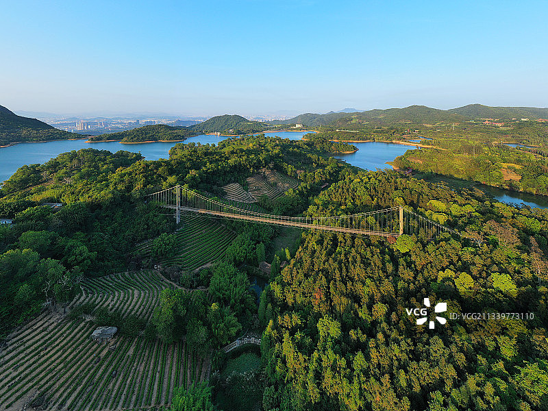 广东省深圳市盐田区东部华侨城三洲田茶溪谷航拍图片素材