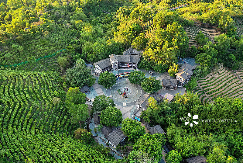 广东省深圳市盐田区东部华侨城三洲田茶溪谷航拍图片素材