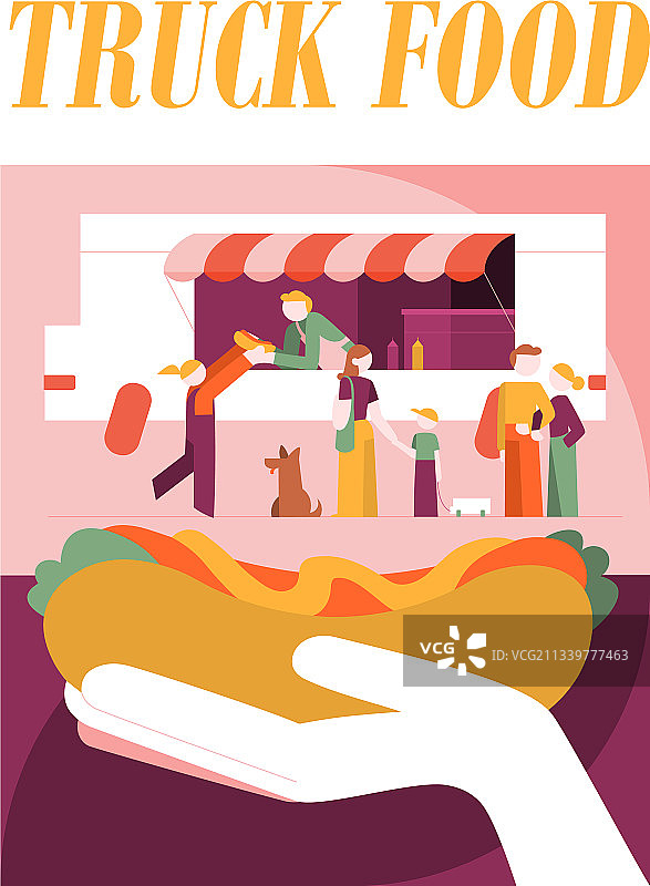 提供热狗和特色美食的餐车图片素材
