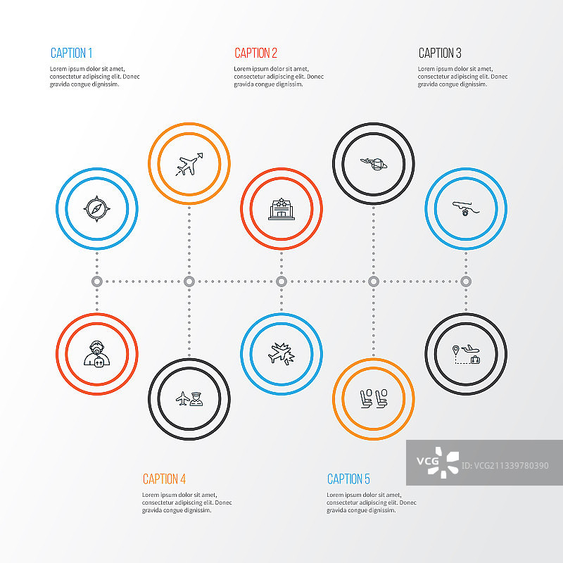 包含飞行方向的机场图标线条风格合集图片素材