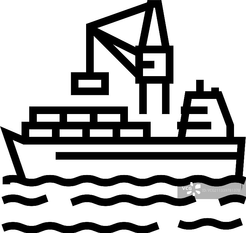 港口线图标上装载在船舶上的集装箱图片素材