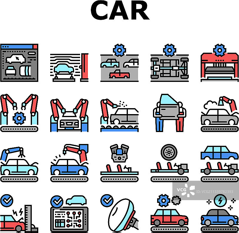 汽车工厂生产系列图标图片素材