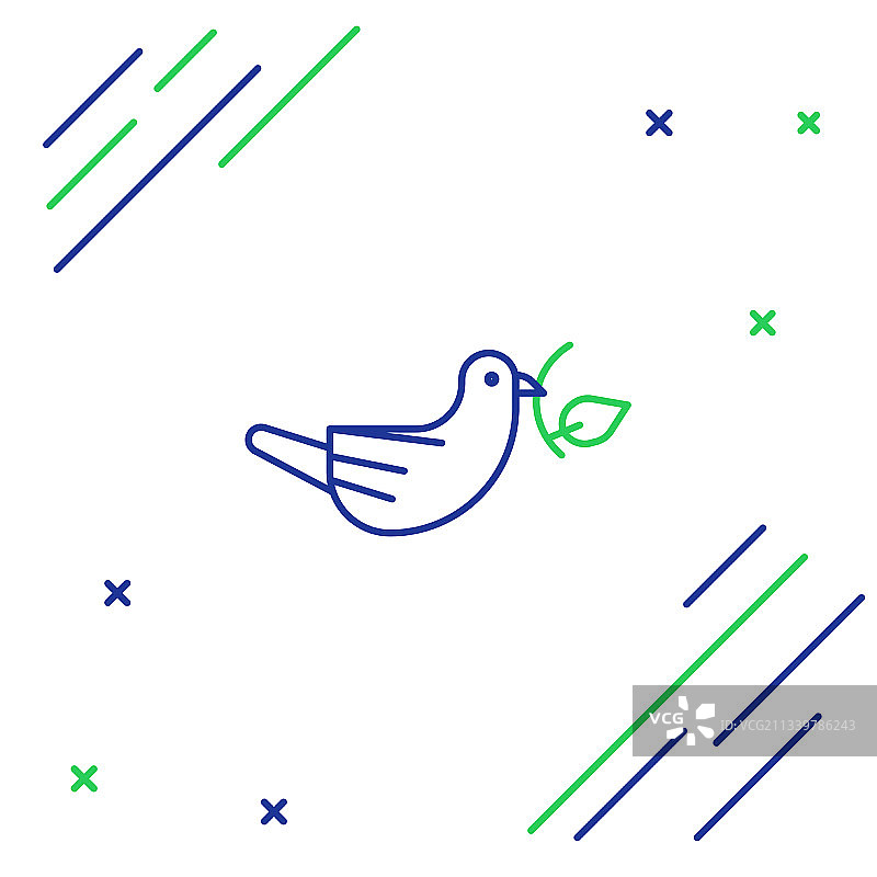 橄榄枝和平鸽线性图标图片素材