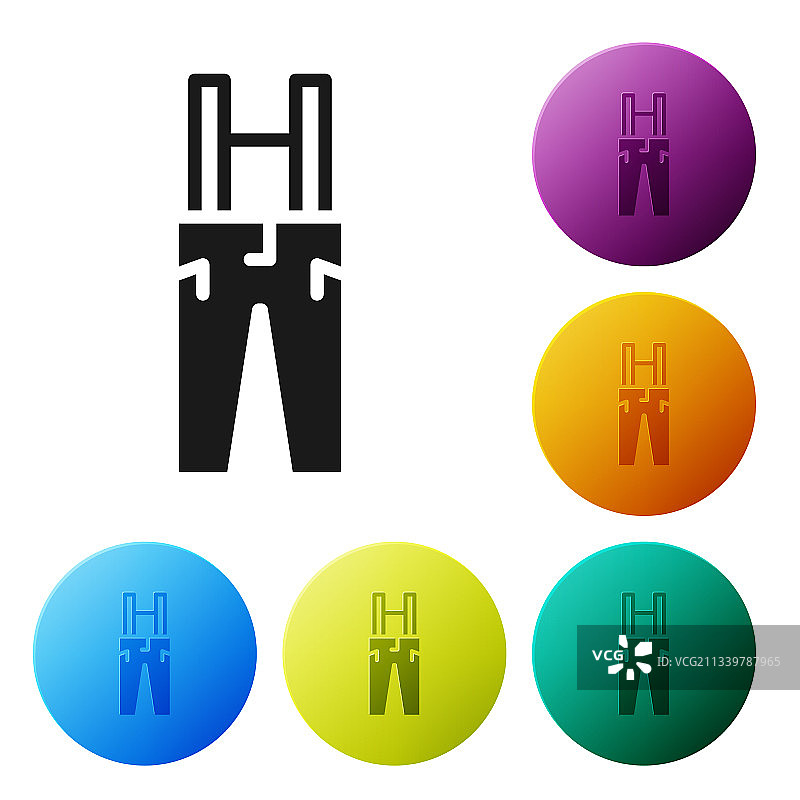 白色背景上的黑色背带裤图标图片素材