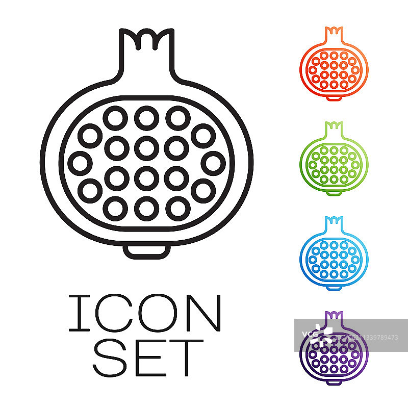 黑色线条石榴图标图片素材