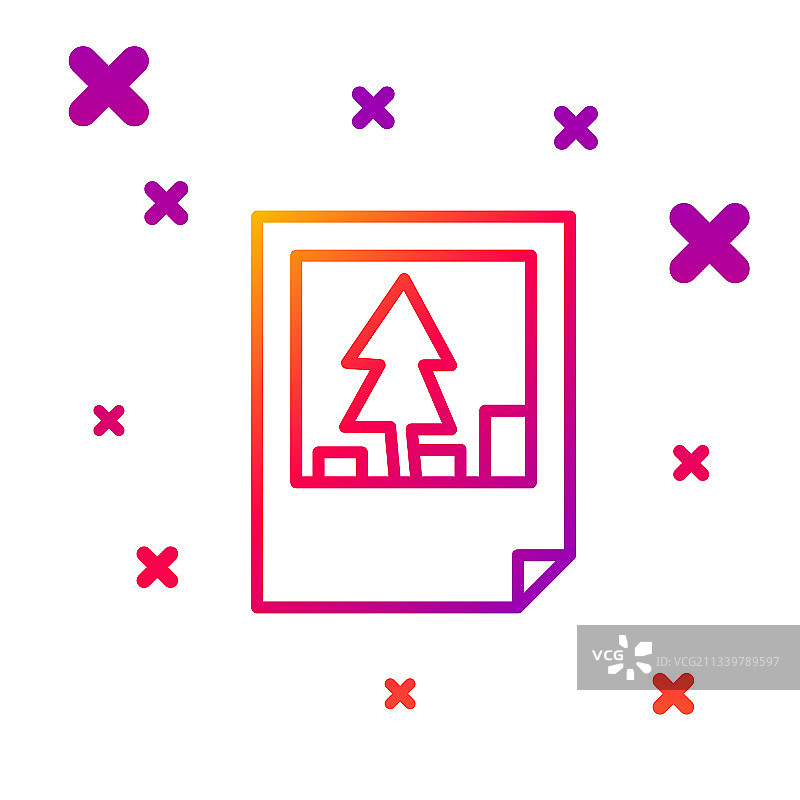 白色背景上的彩色线条圣诞明信片图标图片素材