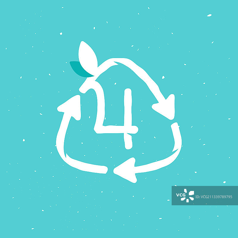 4号标志，带垃圾摇滚风格的循环利用符号图片素材