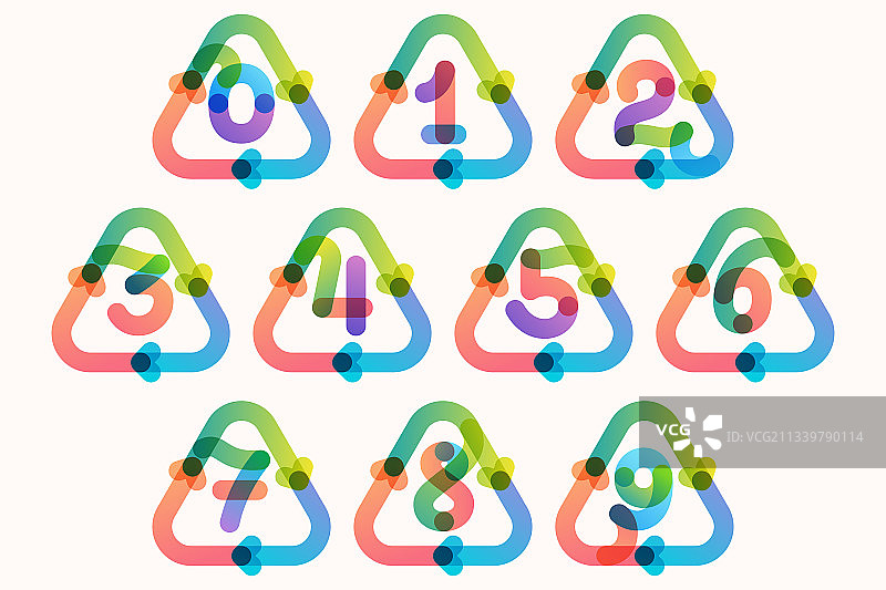 三角形回收标志中的数字图片素材