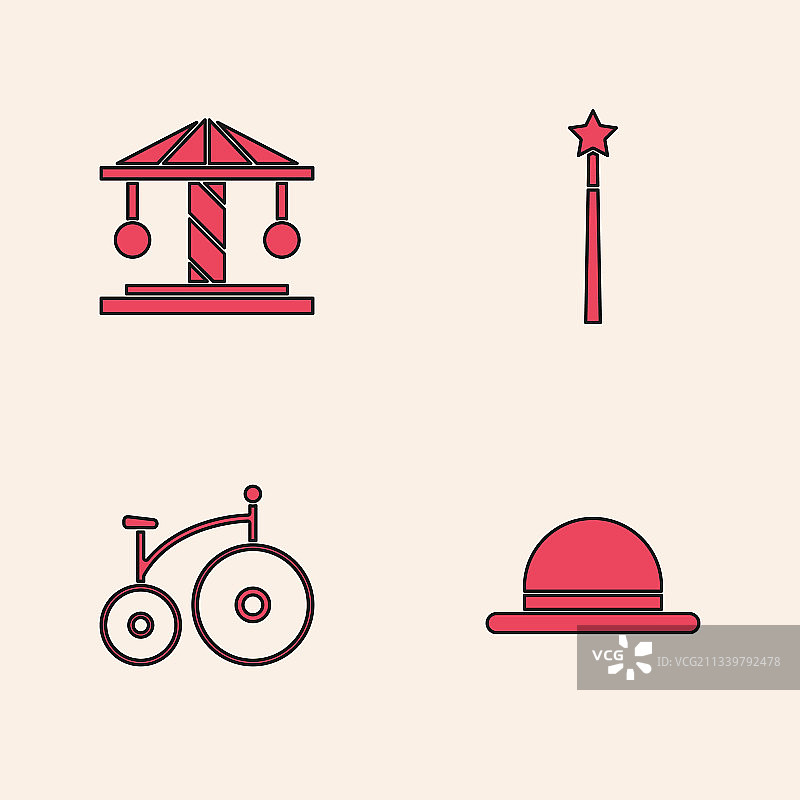 小丑帽旋转木马魔术棒套装图片素材