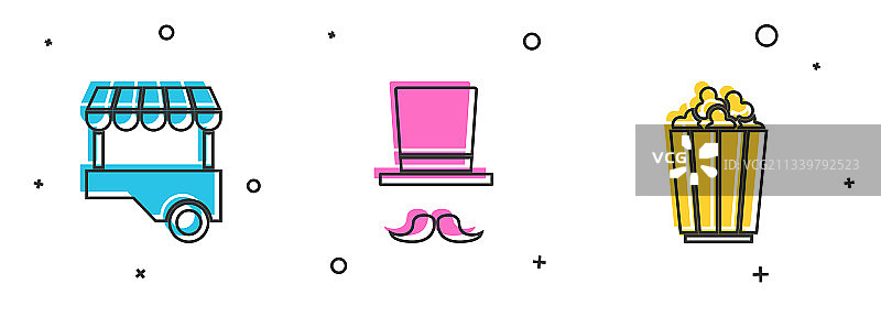 街头快餐车魔术师和爆米花图片素材