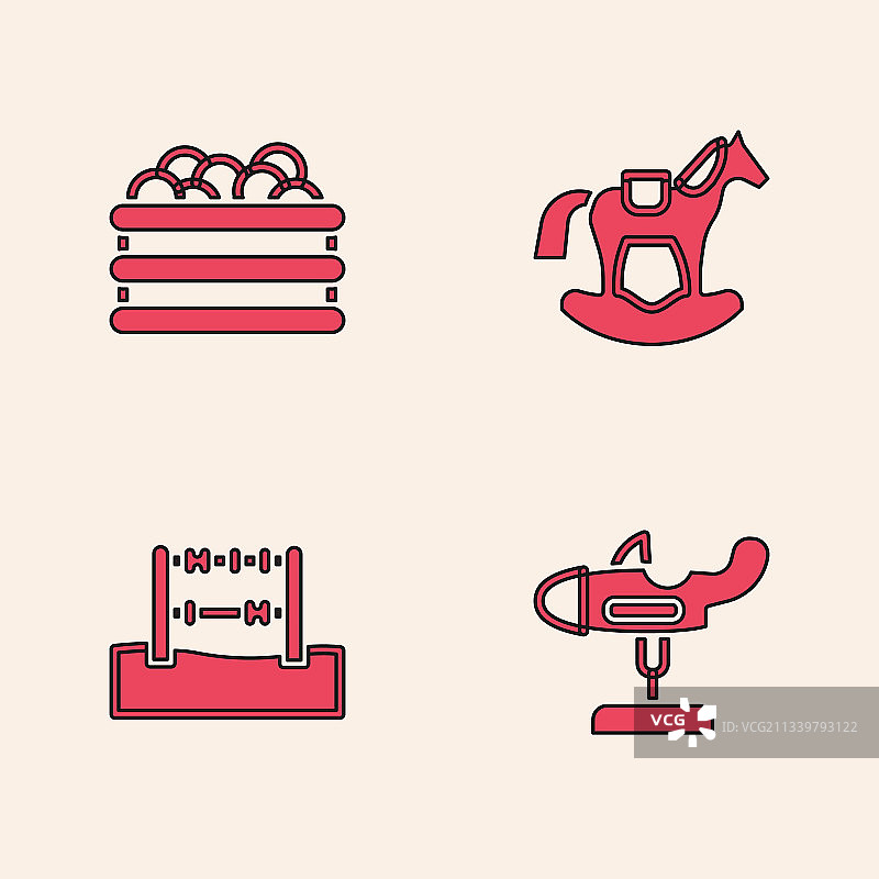 秋千、飞机、球池和马鞍套装图片素材