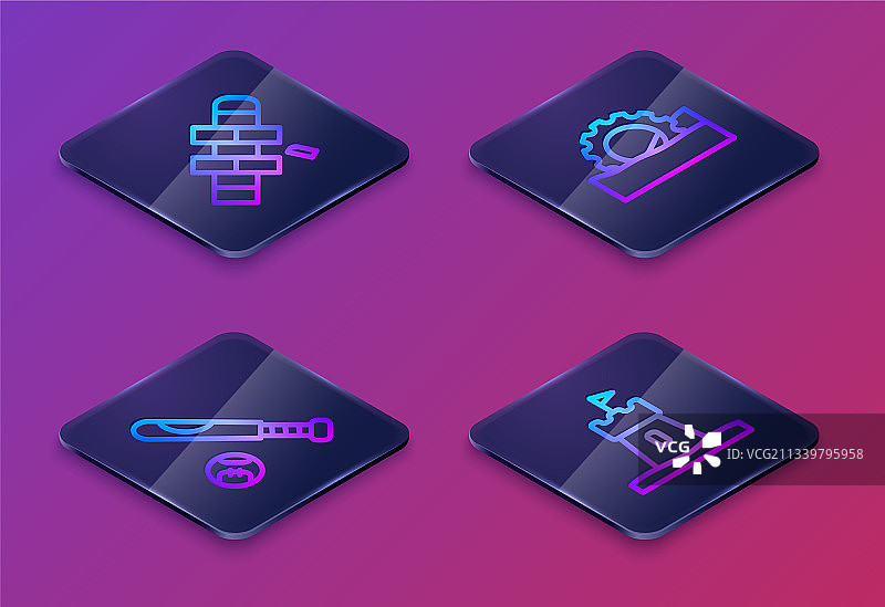 2.5D等距线条：跳房子、棒球棒图片素材