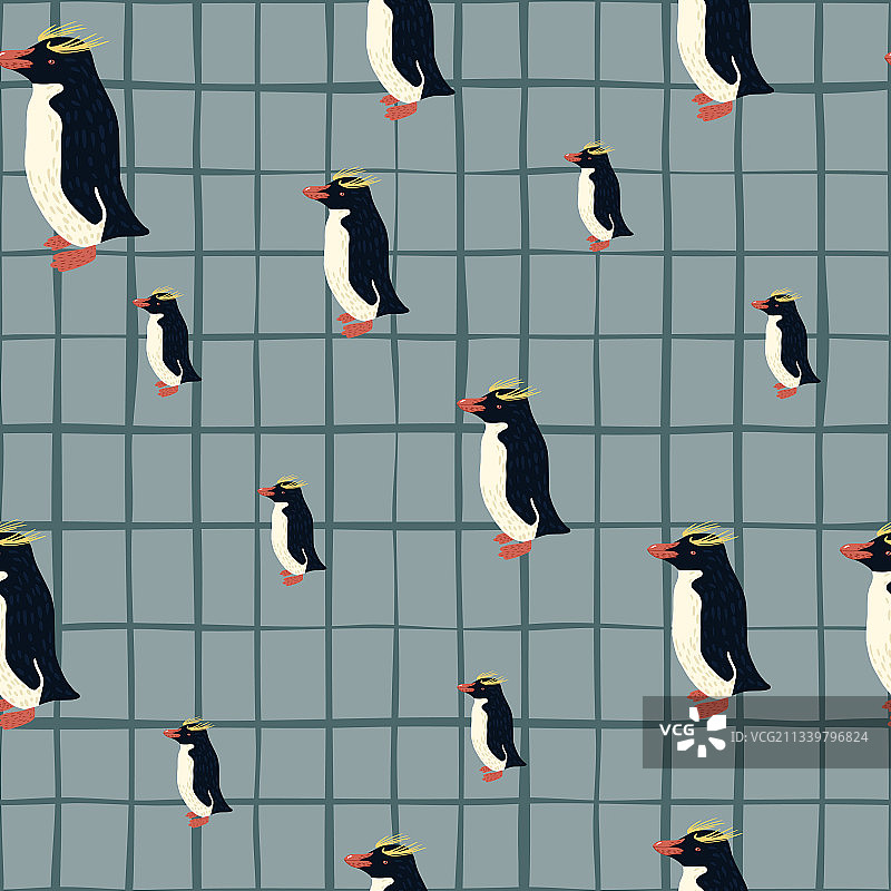 随机北极自然动物群无缝图案图片素材