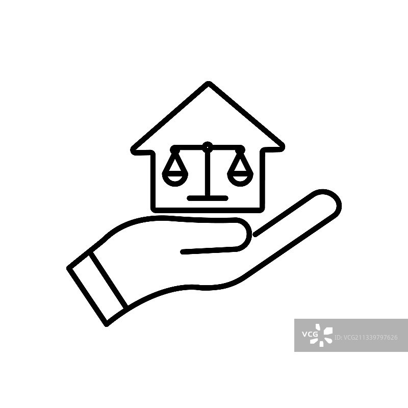 手与房屋线条图标及法律合规图标图片素材