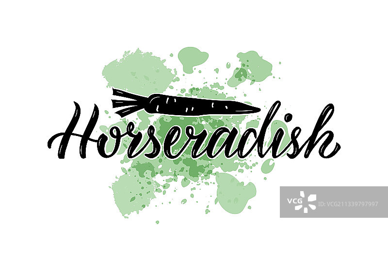 绿色背景上的辣根黑色文字图片素材