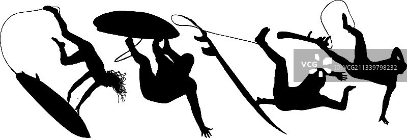 黑色剪影冲浪失败图片素材