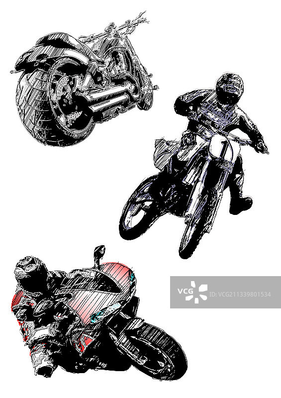 三辆摩托车图片素材