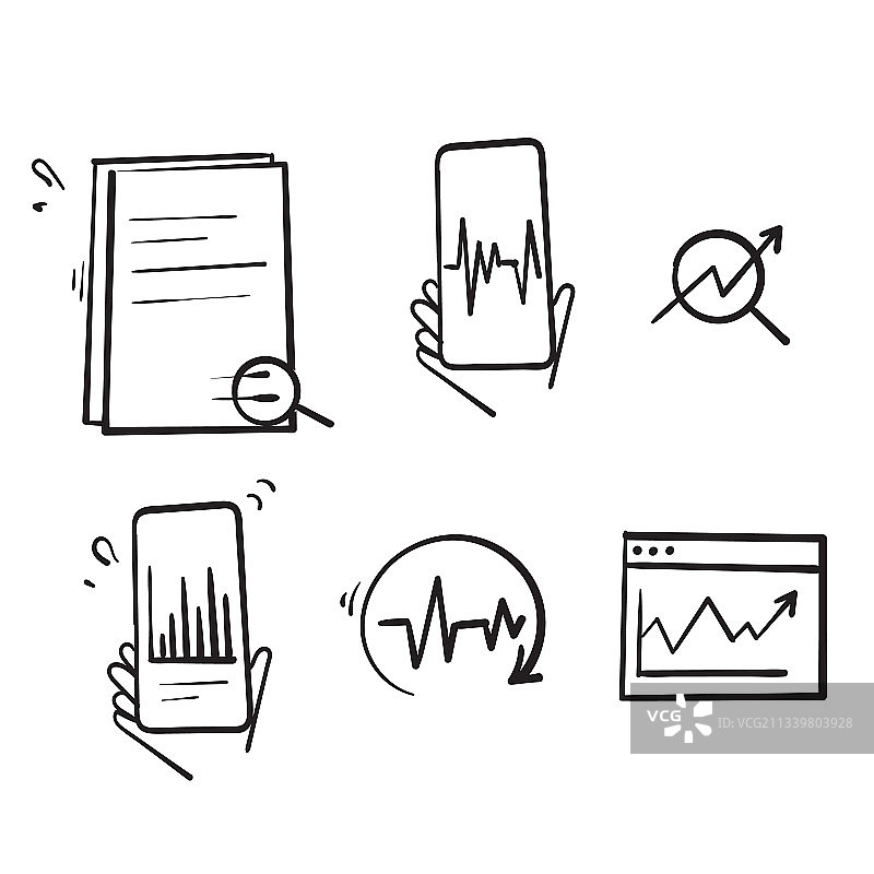 手绘涂鸦简易数据分析合集图片素材