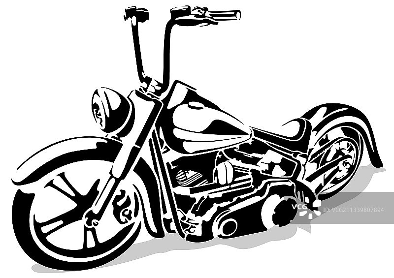 黑白摩托车绘画图片素材