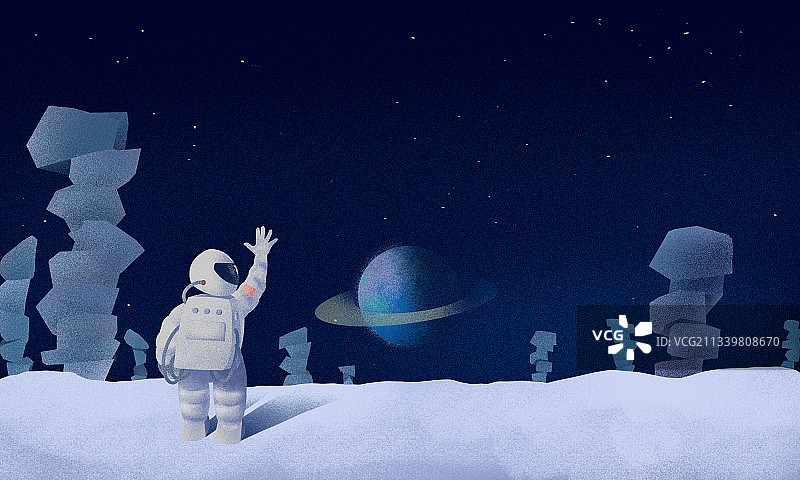 站在外星球上招手的宇航员图片素材