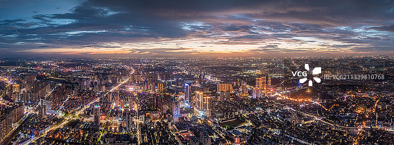 中山市岐江两岸城市夜景航拍全景图片素材