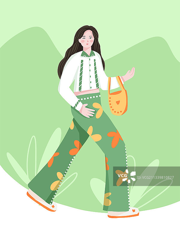 正在走路的自信女孩图片素材