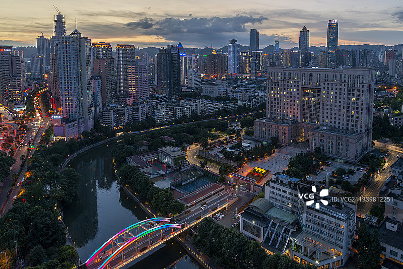贵阳市老城区南明河夜景全景图片素材