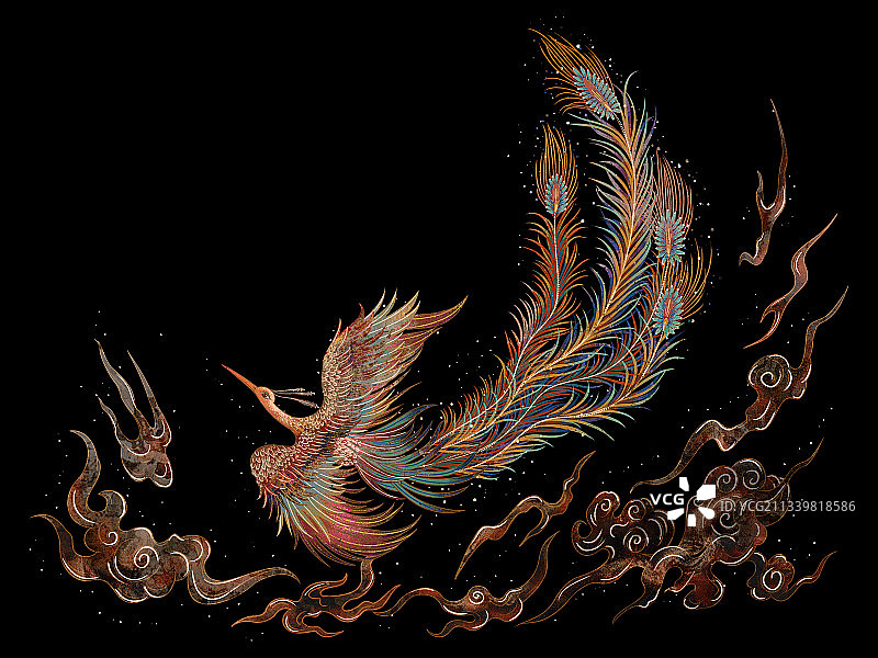 国风凤凰涅槃重生飞舞插画海报图片素材